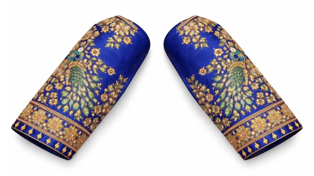 Sleeve Peacock Aari Work Blouse Design