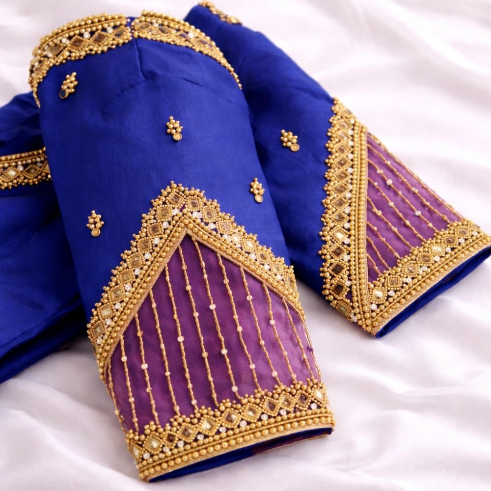 Royal Blue Aari Work Blouse