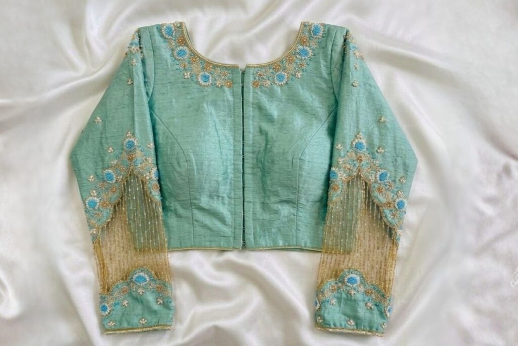 Sea Green Aari Work Blouse