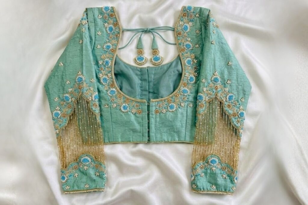 Sea Green Aari Work Blouse