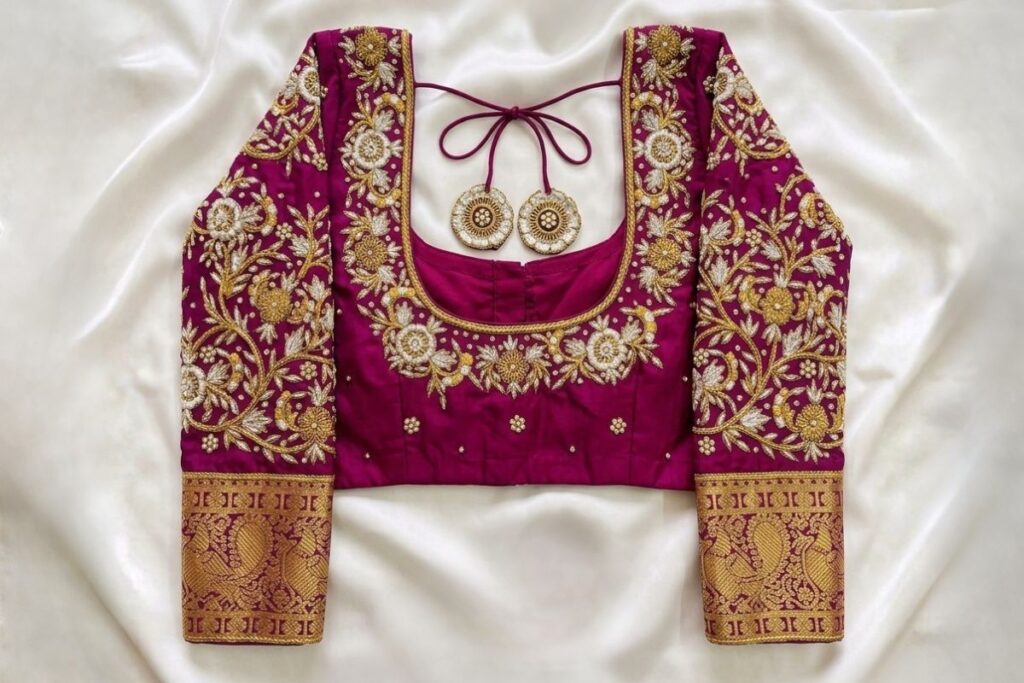 Magenta Aari Work Blouse