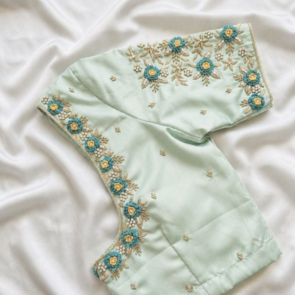 Mint Green Aari Work Blouse