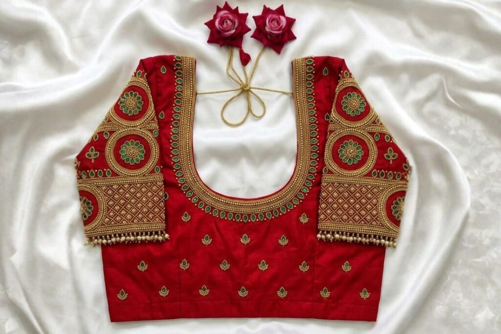Red Aari Work Blouse Design