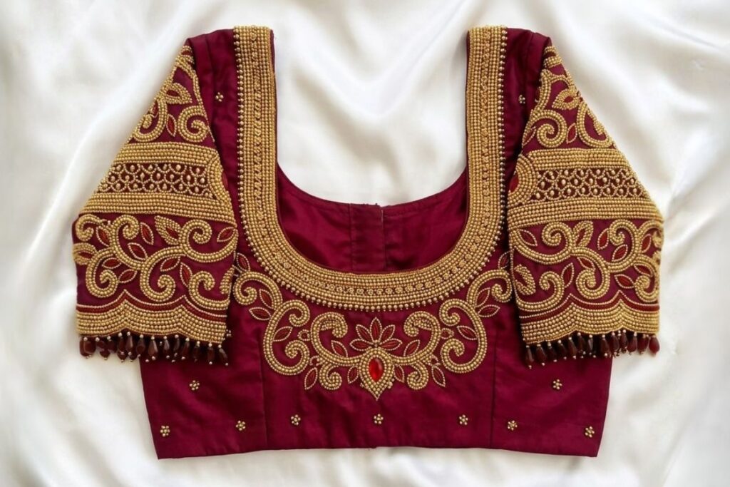 Maroon Aari Work Blouse
