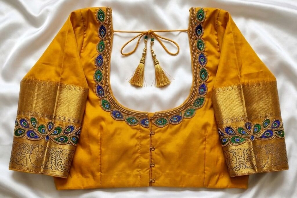 Yellow Aari Work Blouse