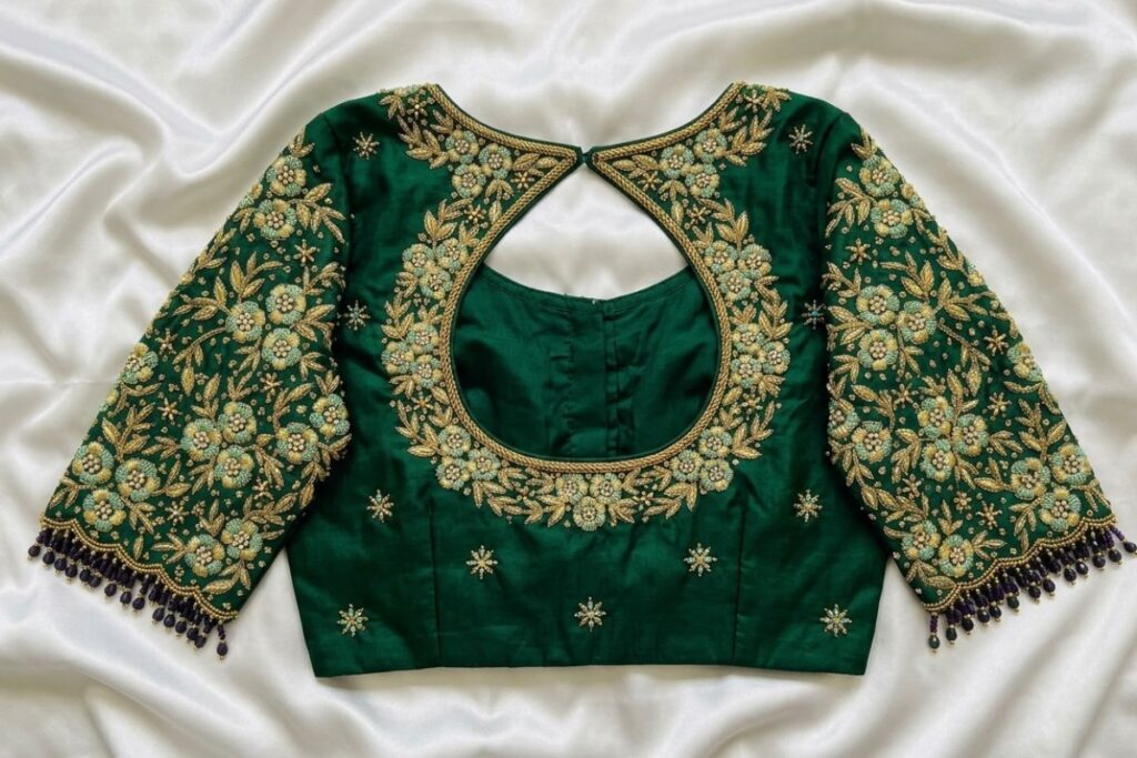 Emerald Green Aari Work Blouse