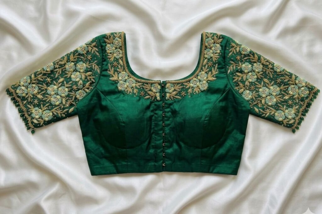Emerald Green Aari Work Blouse
