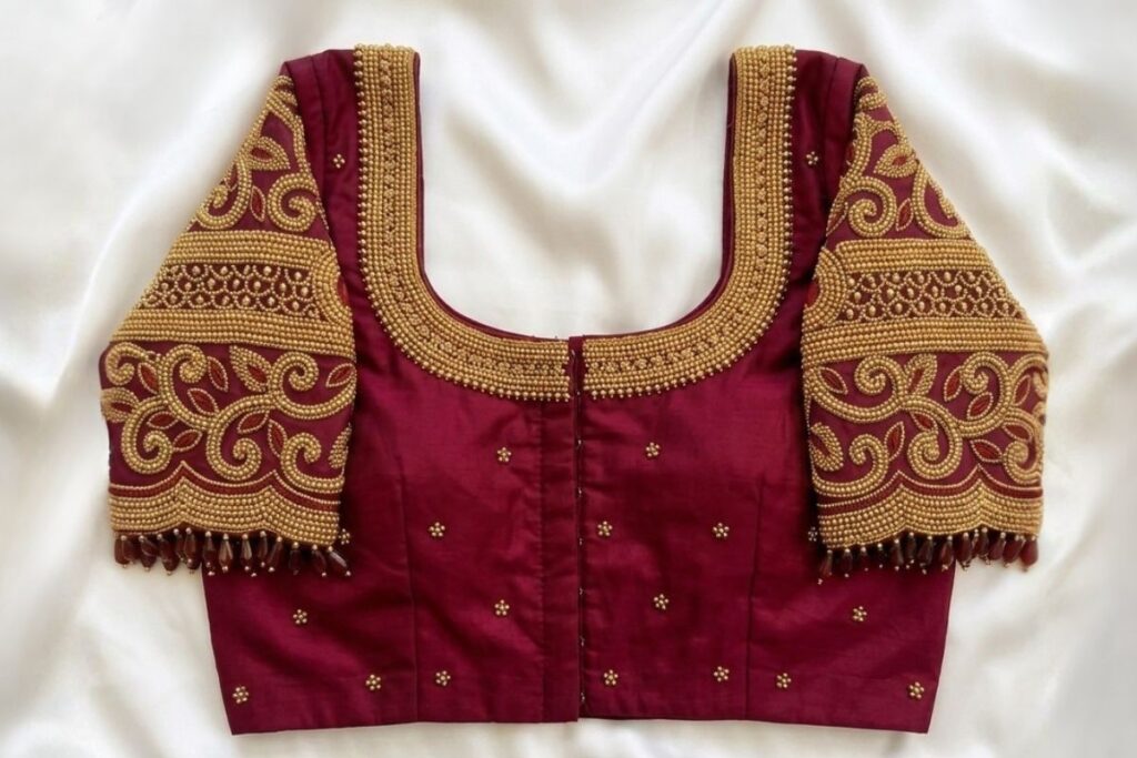 Maroon Aari Work Blouse