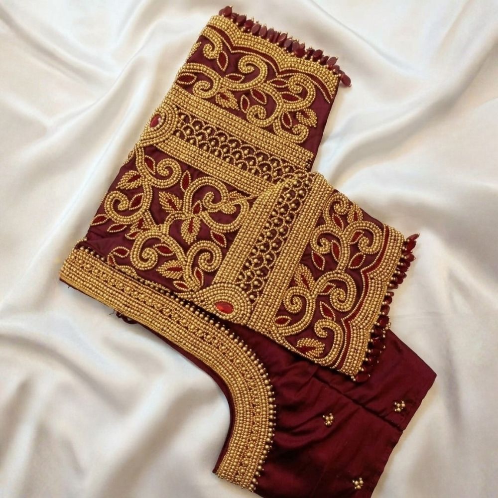 Maroon Aari Work Blouse