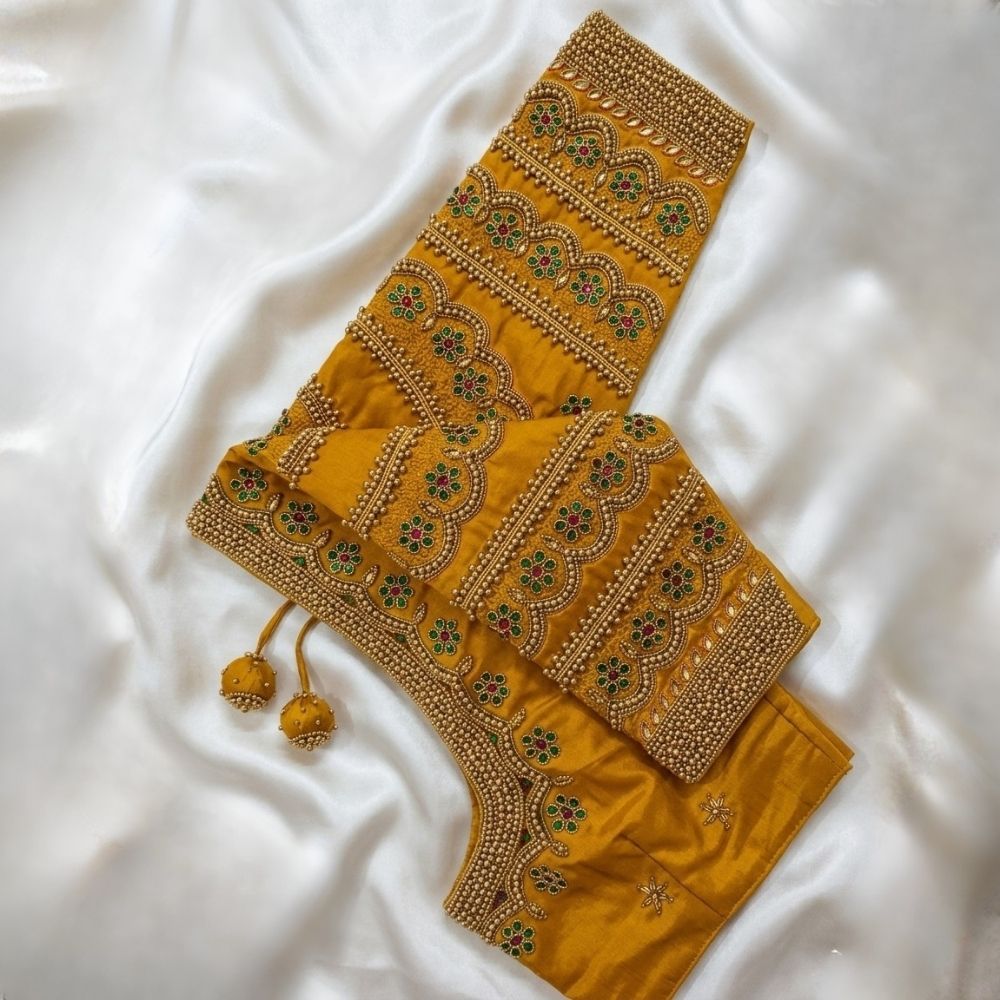 Mustard Aari Work Blouse