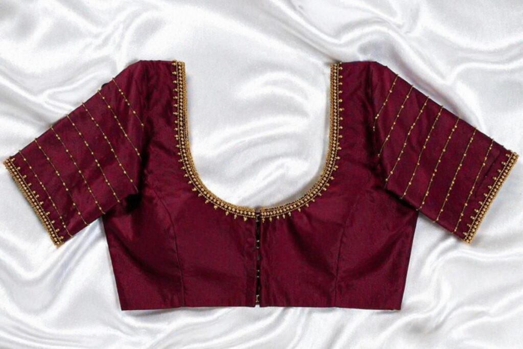 Aari Work Blouse With Beads Designs