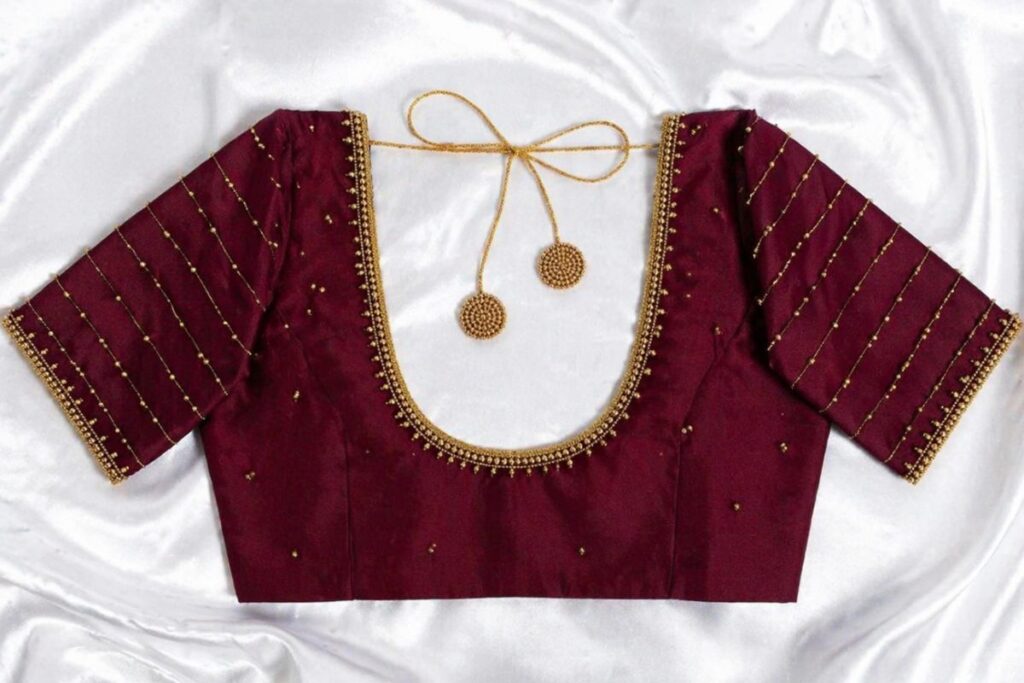 Premium Maroon Aari Work Blouse