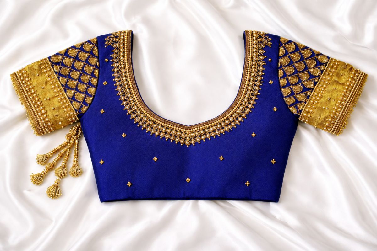 Attractive Blue Aari Work Blouse