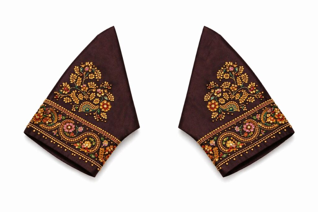 Chic Brown Dual-Side Aari Work Blouse