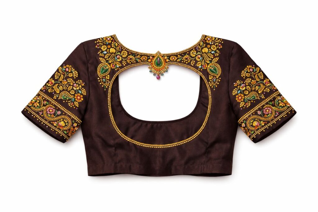Chic Brown Dual-Side Aari Work Blouse