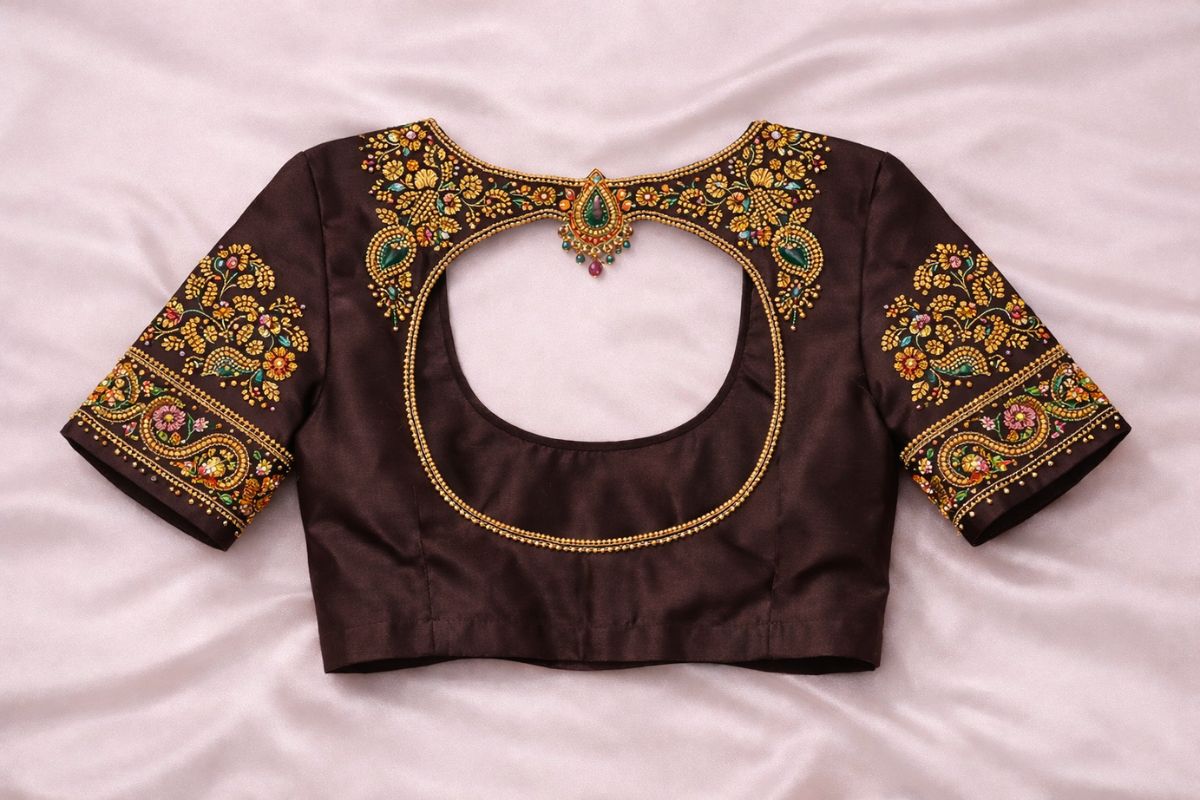 Silk saree blouse design reference