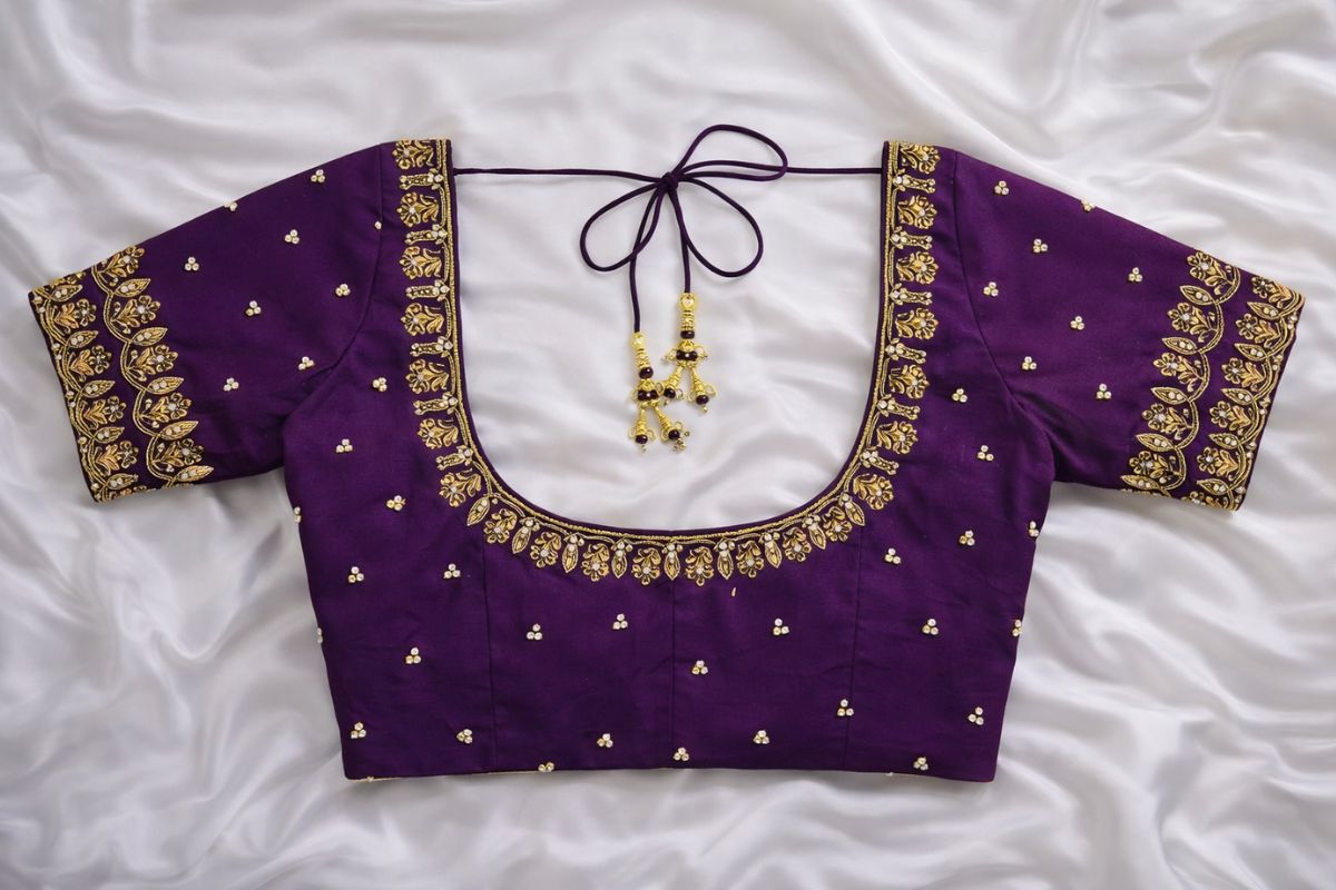 Purple Aari Work Blouse Butta Aari Work Designs