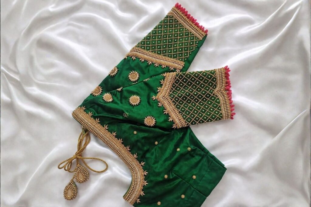 Elegant Green Aari Work Blouse