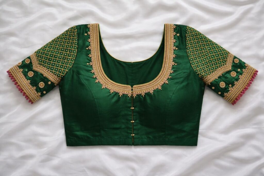 Elegant Green Aari Work Blouse
