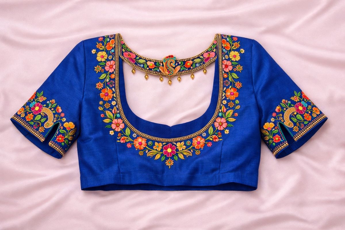 U neck blouse design reference