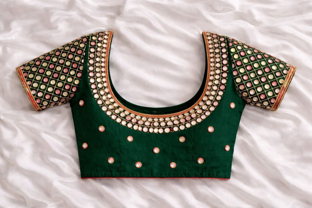 Trendy Green Aari Work Blouse