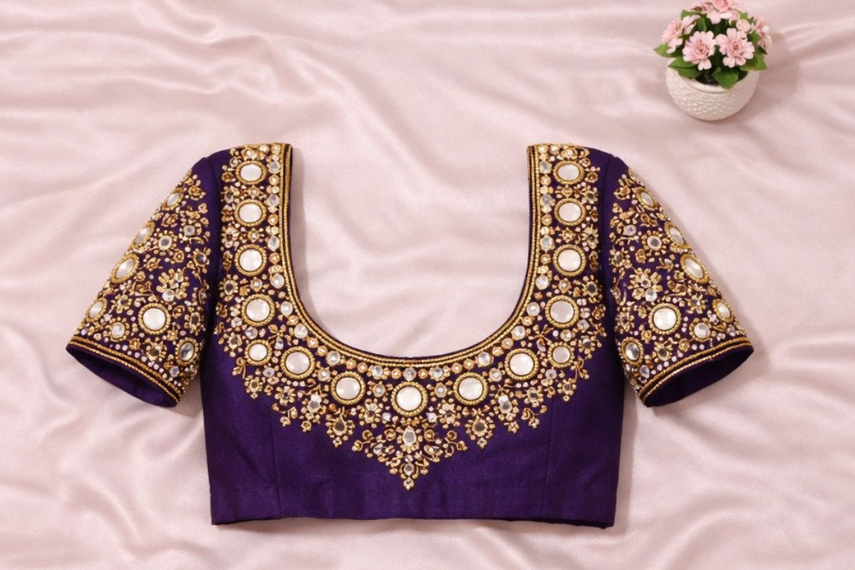 Mirror work blouse pattern reference