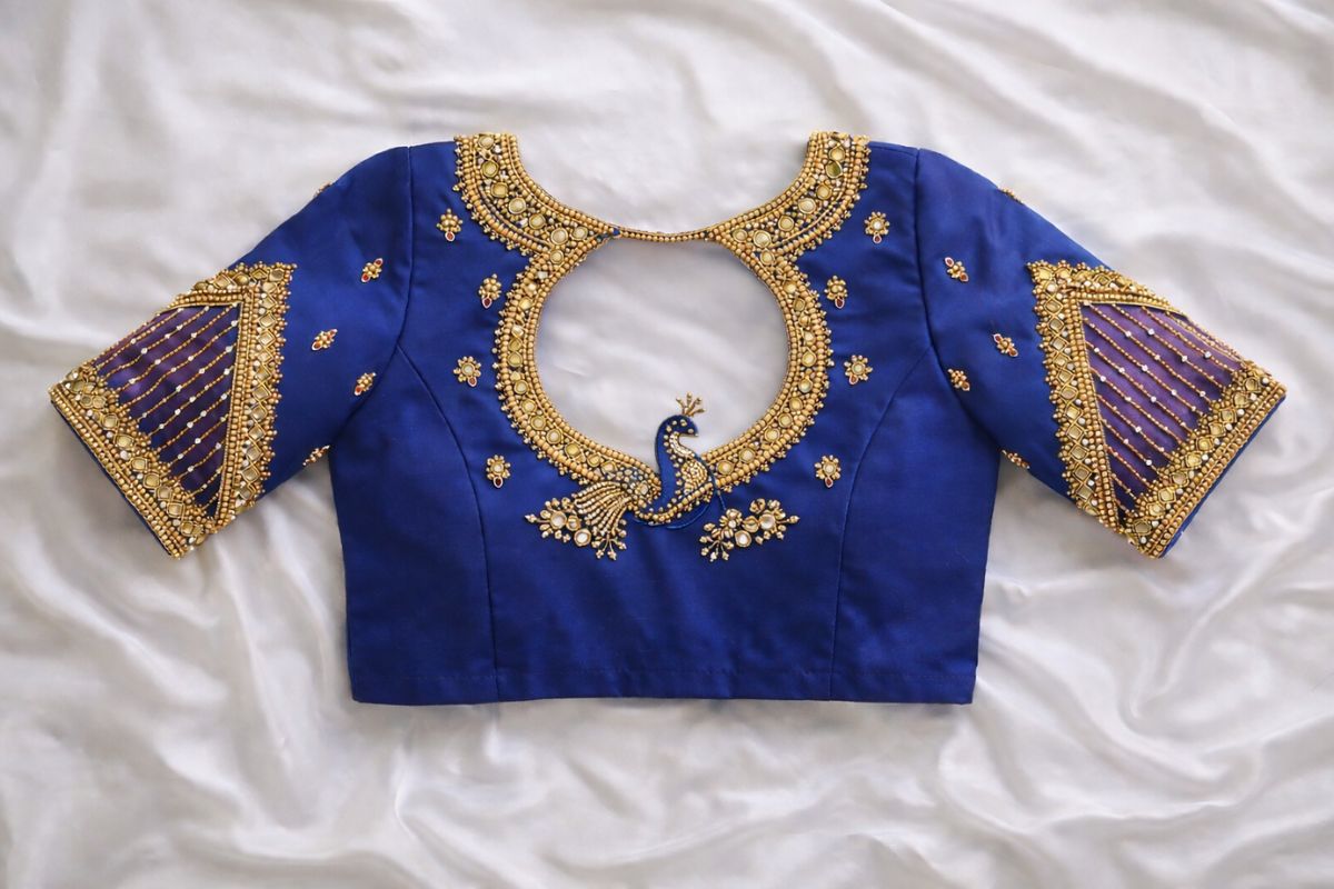 Royal Blue Aari Work Blouse