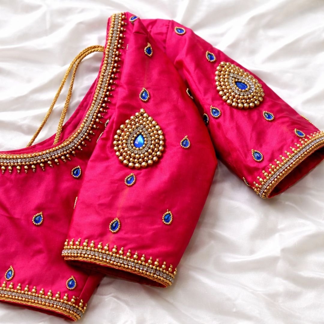 Beads Work Blouse Sleeve Designs 