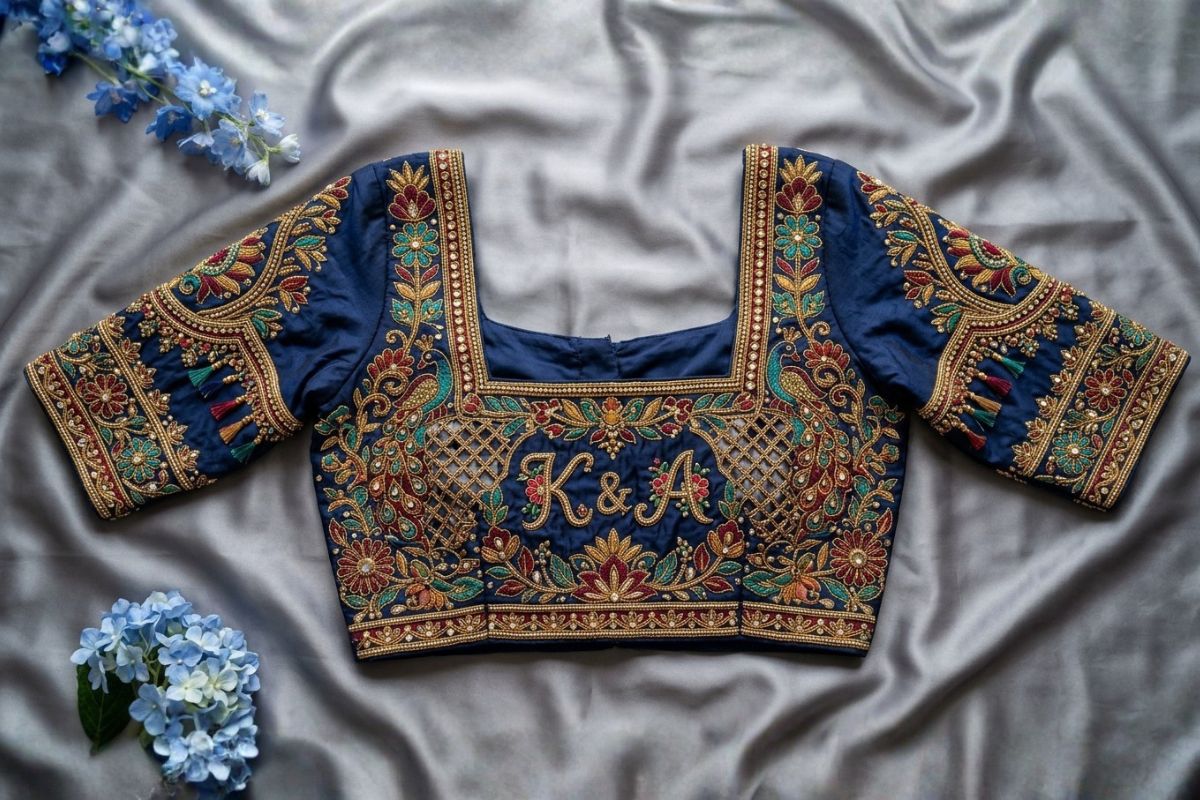 Reception Aari Work Blouse Designs