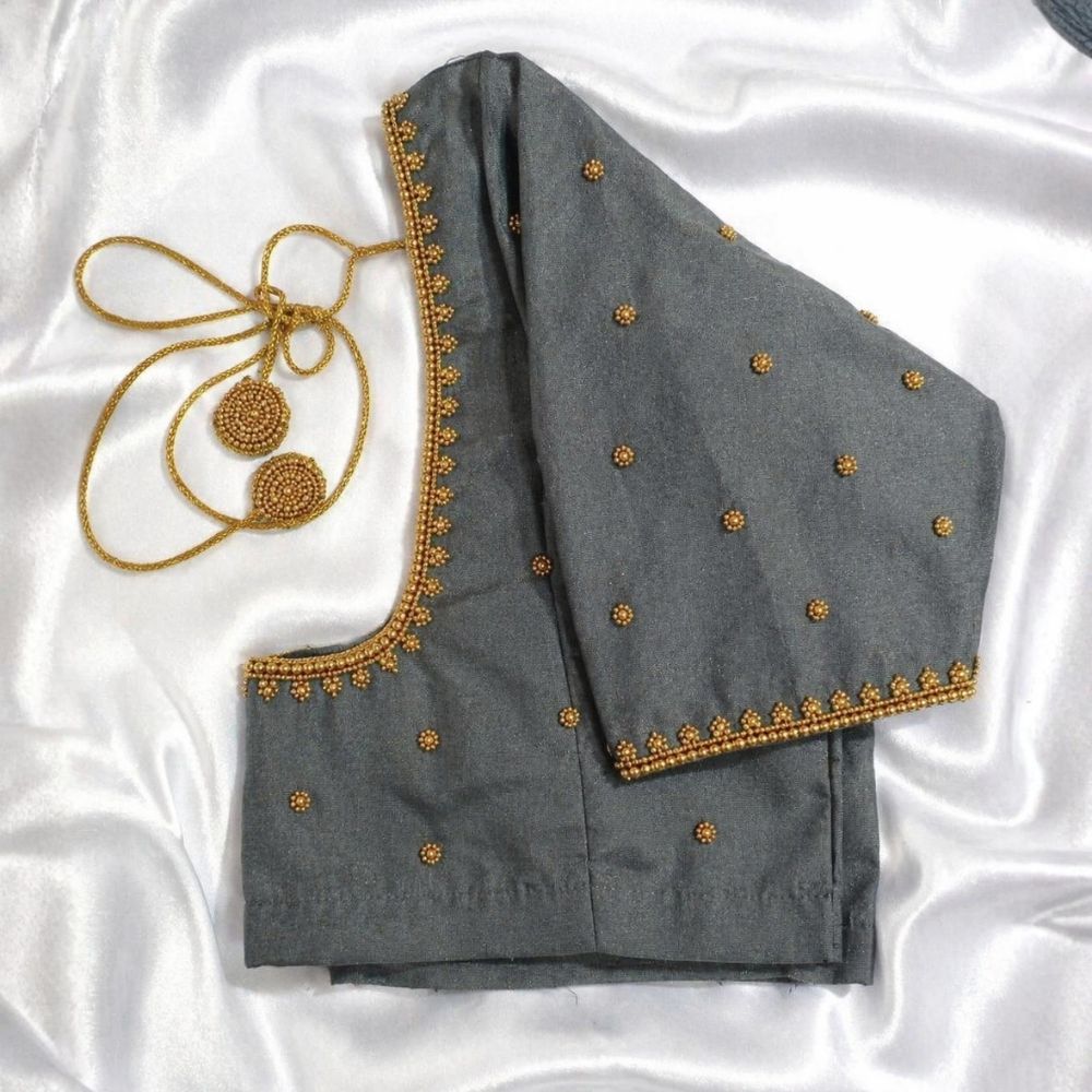Beautiful Grey Aari Work Blouse