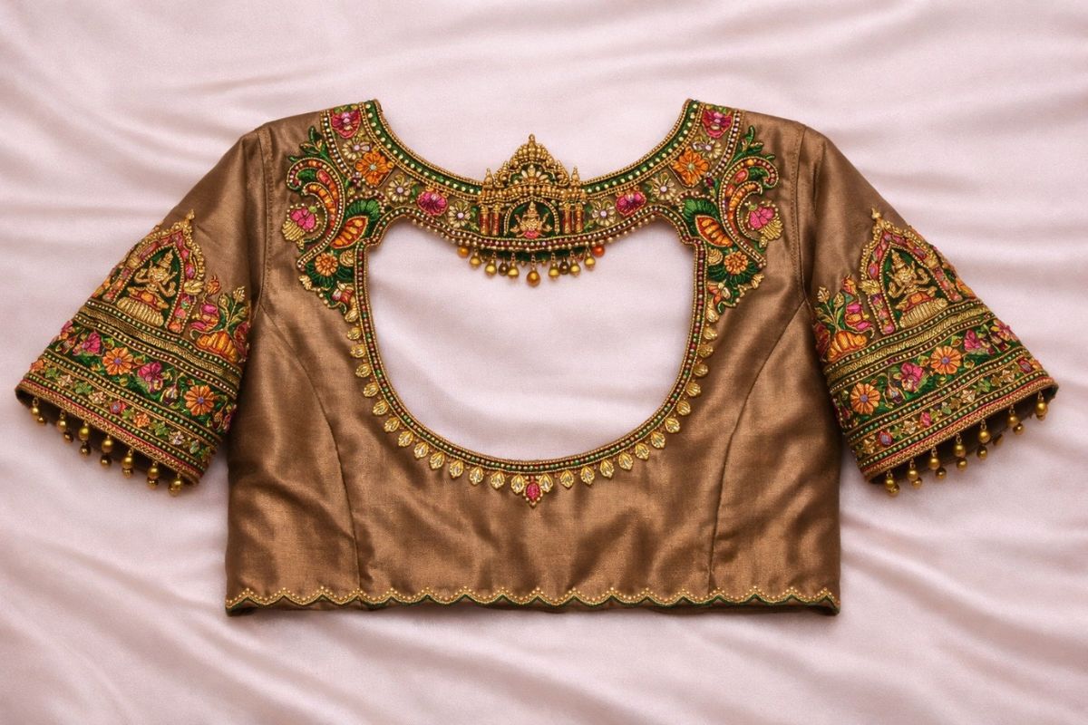 Temple Aari Work Blouse Designs