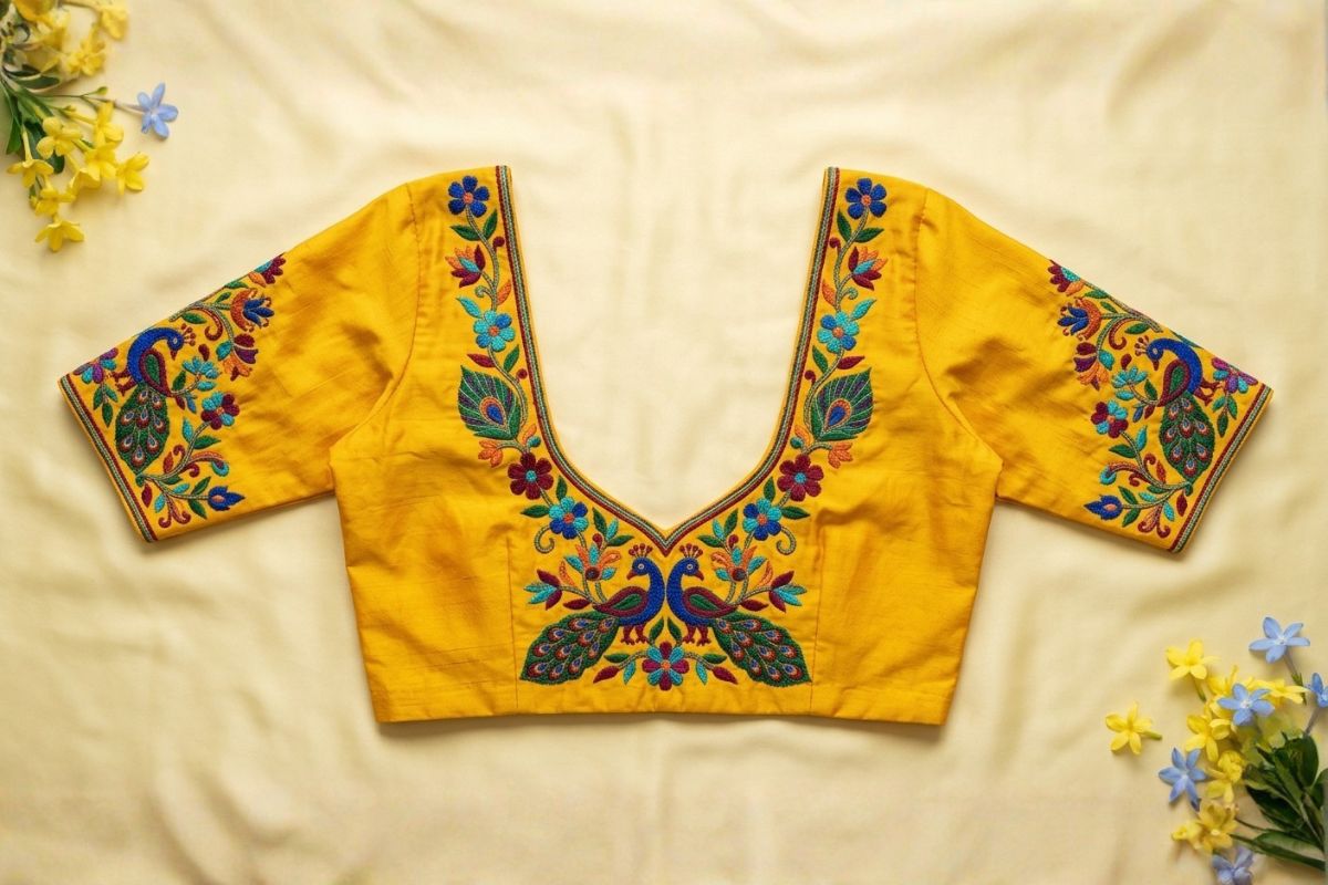 V Neck Aari Work Designs