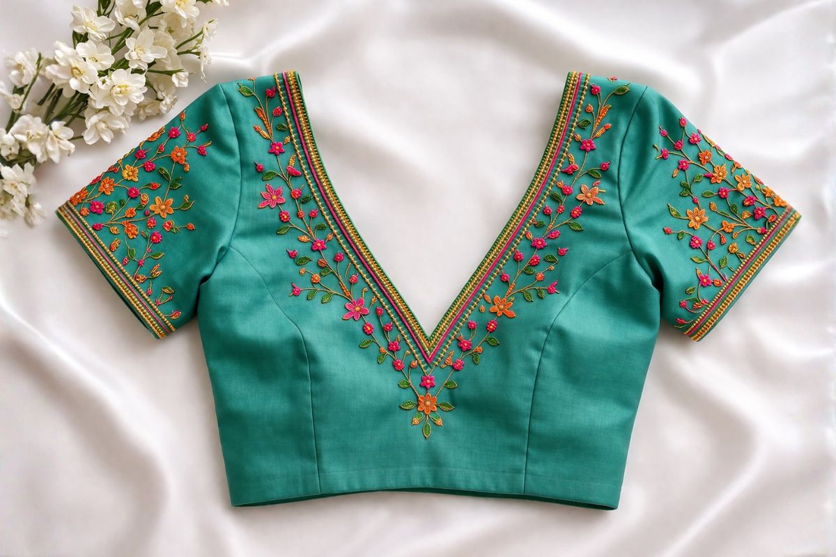 V neck blouse design reference