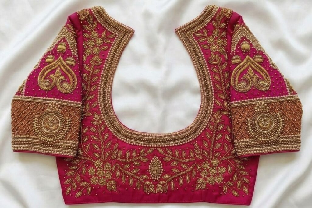 Pink Aari Work Blouse Pink Aari Work Blouse