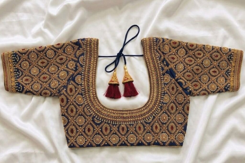 Royal Blue Maggam Work Blouse
