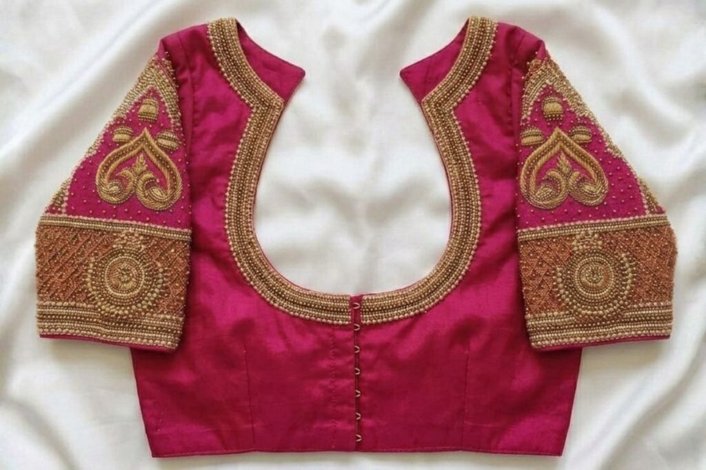 Pink Aari Work Blouse Pink Aari Work Blouse